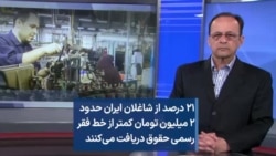 ۲۱ درصد از شاغلان ایران حدود ۲ میلیون تومان کمتر از خط فقر رسمی حقوق دریافت می‌کنند