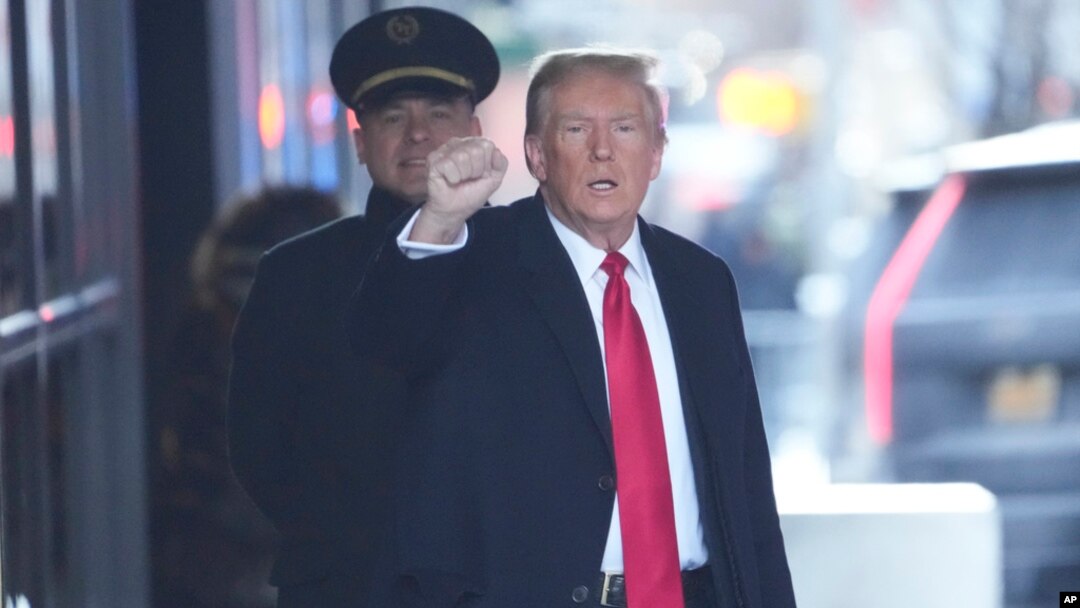Former U.S. President Donald Trump in New York, Jan. 17, 2024. A Maine court on Wednesday ordered the state's top election official to reevaluate a decision to bar Trump from the Republican primary ballot after the U.S. Supreme Court rules on a related case from Colorado.
