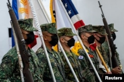 美國、菲律賓、日本和南韓在菲律賓達義市舉行聯合軍演開幕式。（2022年10月3日）