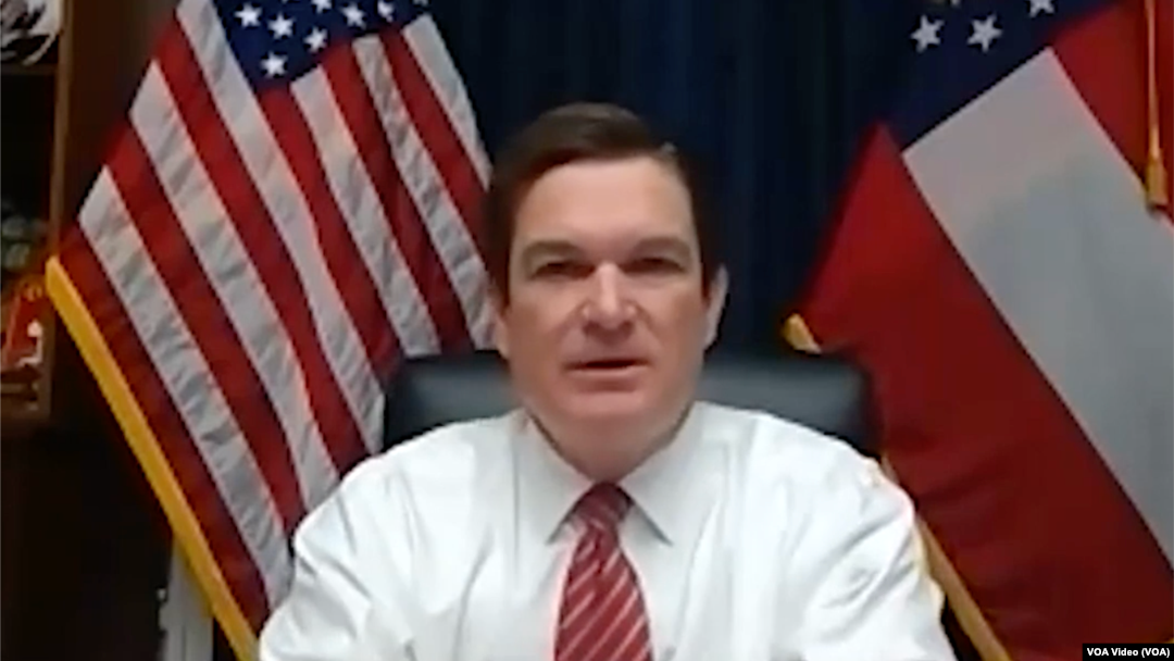 2023年2月1日,來自佐治亞州的共和黨籍聯邦眾議員奧斯汀·斯科特(Austin Scott)參加哈德遜研究所有關食品與農地安全的在線討論。(視頻截圖)