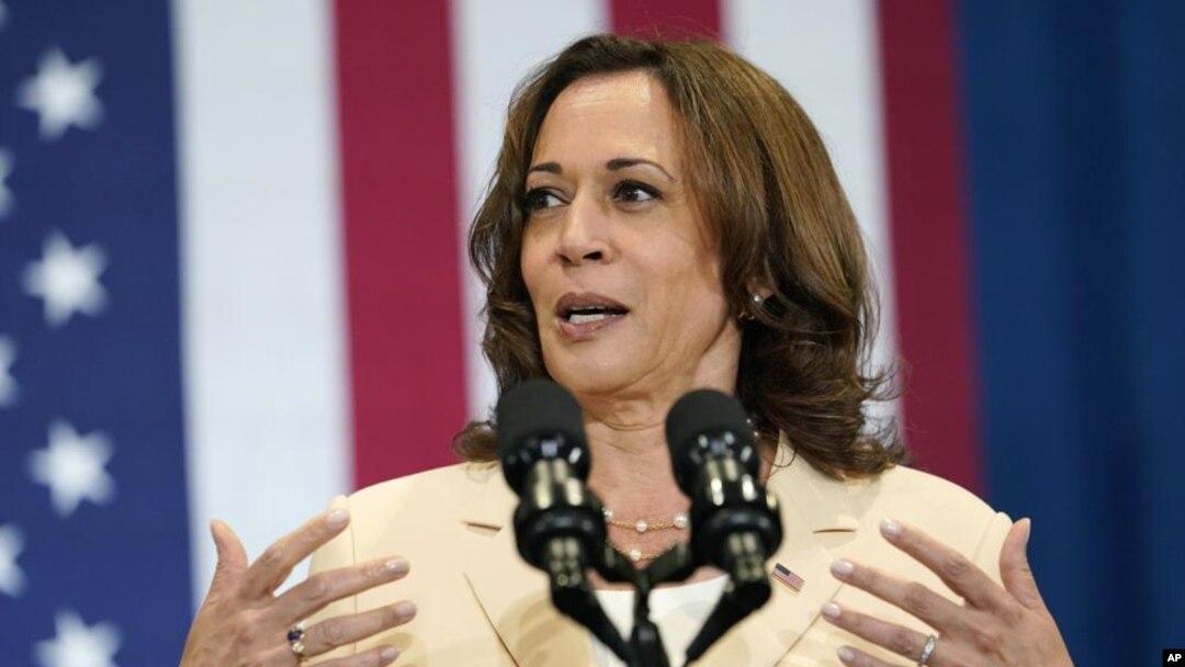 La vicepresidenta Kamala Harris habla en la Universidad Internacional de Florida el lunes 1 de agosto de 2022 en Miami. Harris asiste a eventos de resiliencia climática en Miami. (Foto AP/Lynne Sladky)