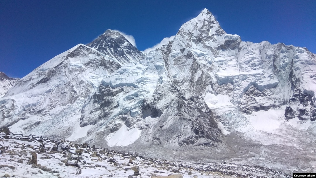 FILE - A view of the south side of Mount Everest in Nepal. (Shafkat Masoodi)