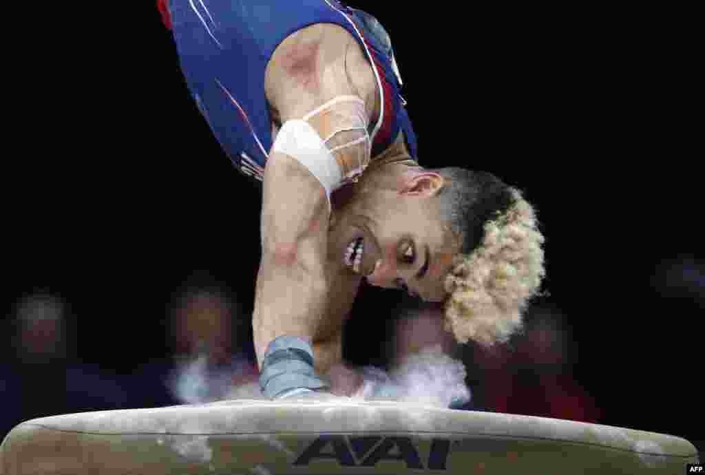 Donothan Bailey competes on the vault at the U.S. Gymnastics Championships, Aug. 18, 2018, in Boston, Massachusetts.