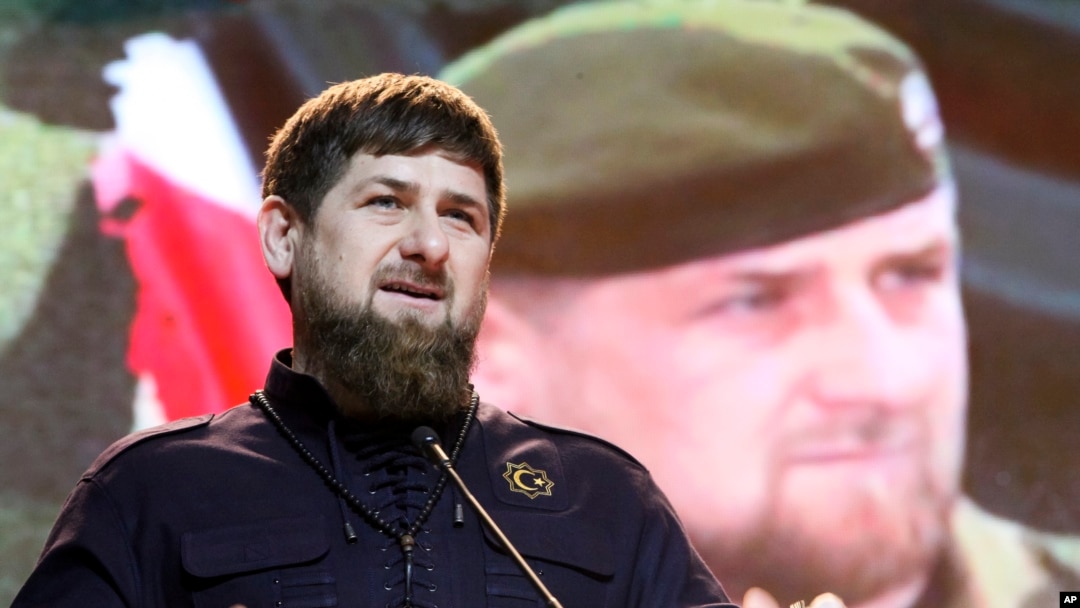 FILE - Chechen regional leader Ramzan Kadyrov speaks as he attends celebrations marking Defenders of the Fatherland Day in Chechnya's provincial capital Grozny, Russia, Feb. 20, 2016.