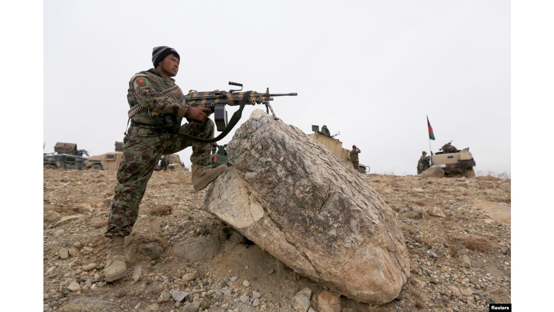 The Afghan National Army prepare for an operation against insurgents in Khogyani district of Nangarhar province, Afghanistan Nov. 28, 2017.