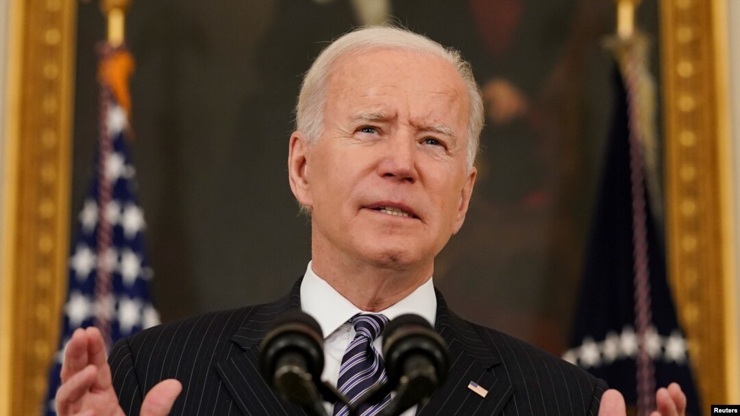 El presidente de EE. UU., Joe Biden, durante una conferencia en la Casa Blanca el 6 de abril de 2021.