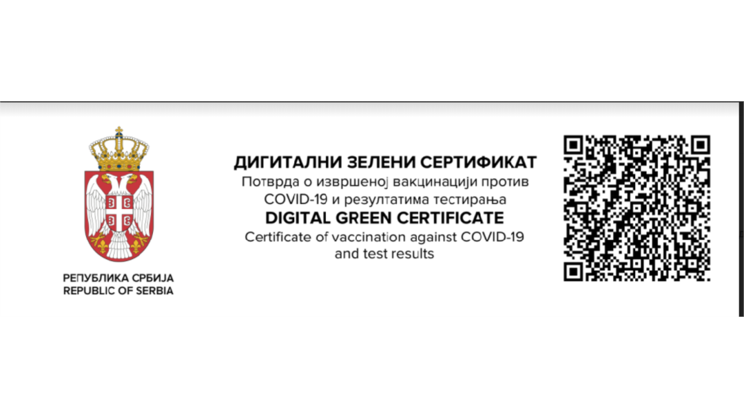 Digitalni zeleni sertifikat - potvrda o vakcinaciji, preležanoj bolesti i testovima na kovid
