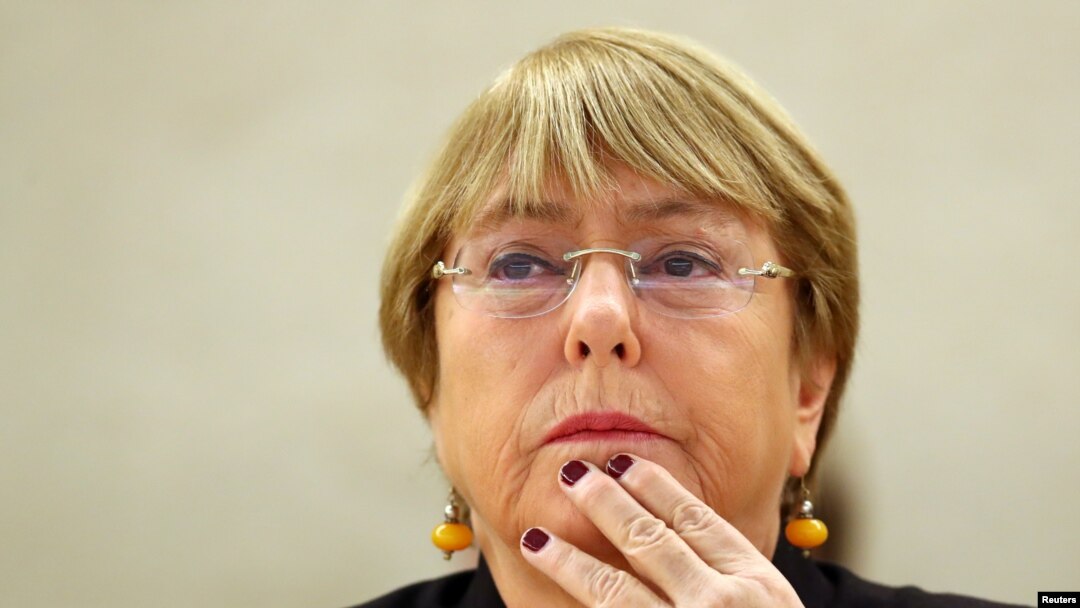 U.N. High Commissioner for Human Rights Michelle Bachelet attends a session of the Human Rights Council at the United Nations in Geneva, Switzerland, Sept. 9, 2019. 