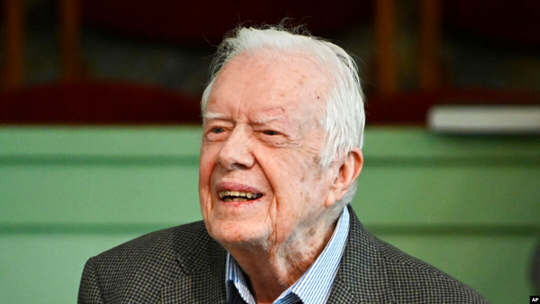 FILE - In this Nov. 3, 2019, photo, former U.S. President Jimmy Carter teaches Sunday school at Maranatha Baptist Church in Plains, Georgia. The Carter Center said Feb. 18, 2023, that the former president has entered home hospice care.