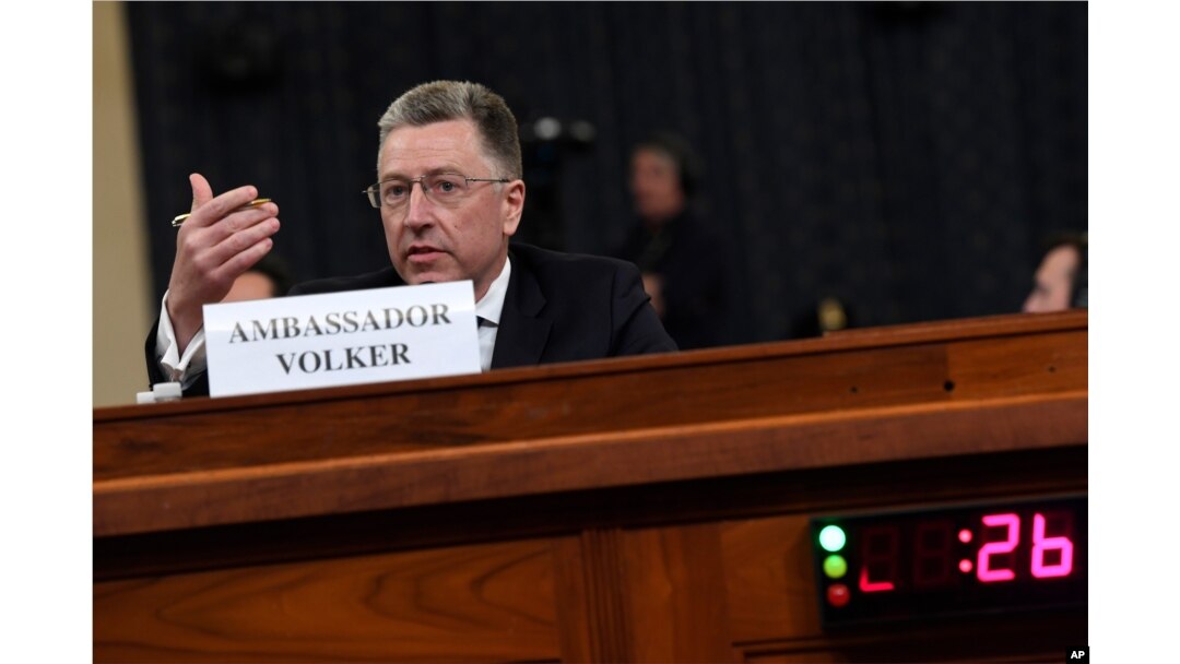 FILE - Ambassador Kurt Volker, former special envoy to Ukraine, testifies before the House Intelligence Committee on Capitol Hill in Washington, Nov. 19, 2019.