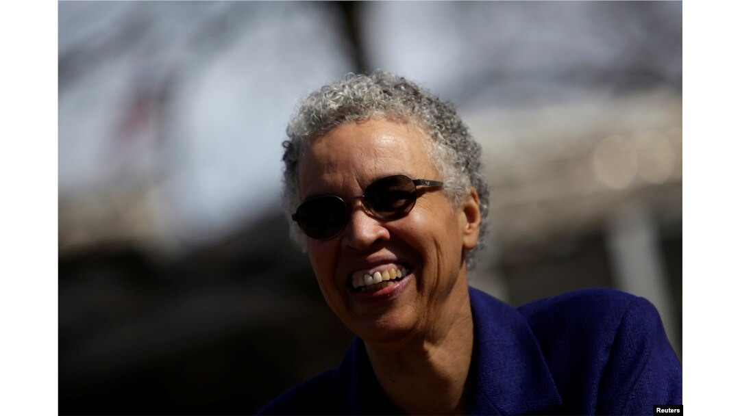 Chicago mayoral candidate Toni Preckwinkle leaves a polling place after voting during a runoff election for mayor against Lori Lightfoot in Chicago, Illinois, April 2, 2019.