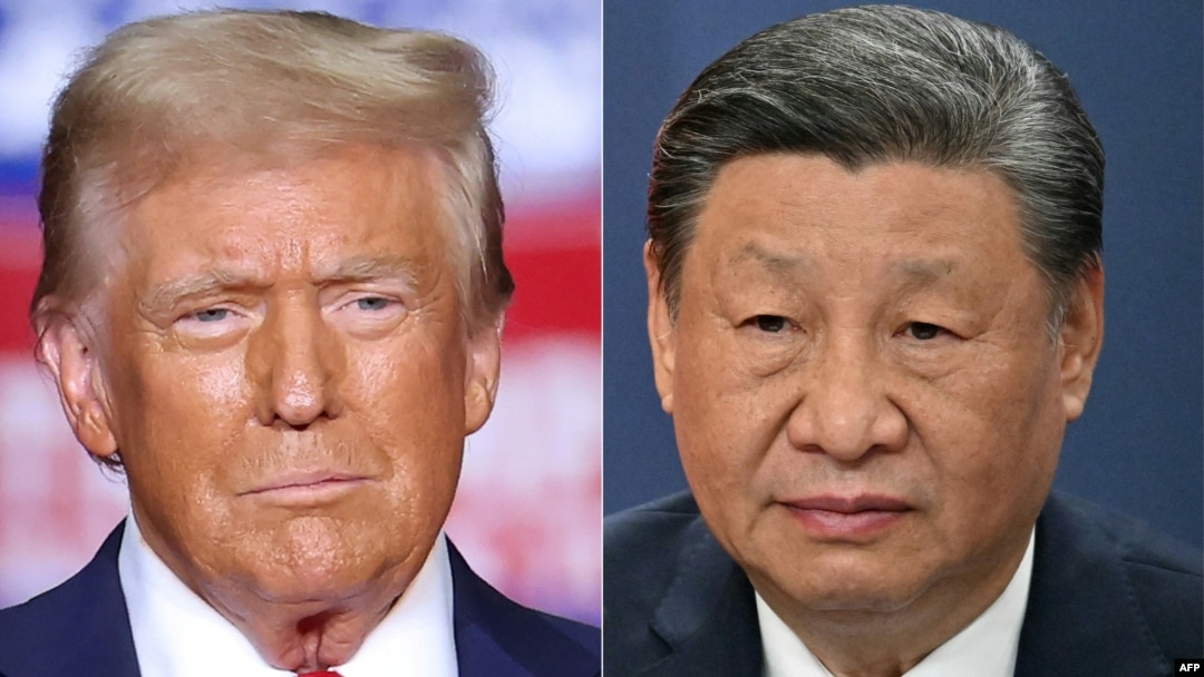 美國當選總統特朗普（Donald Trump，左）與中國最高領導人習近平（右）。