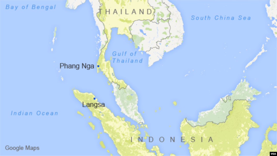 Phang Nga, Thailand, and Langsa, Indonesia