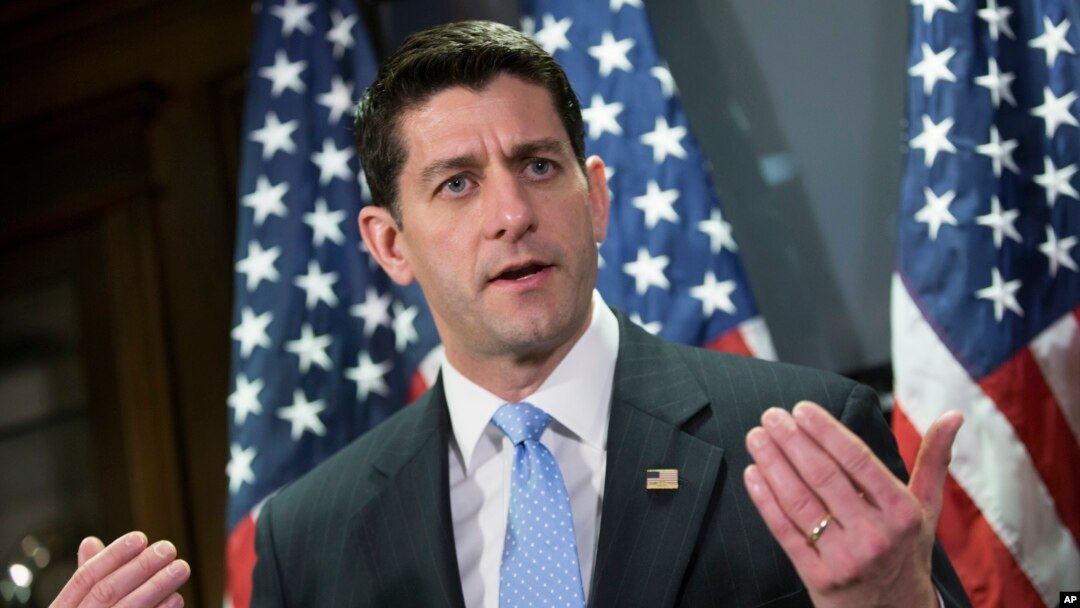 FILE - U.S. House Speaker Paul Ryan, R-Wis., talks with reporters in Washington, Feb. 2, 2016. House Speaker Paul Ryan told reporters Wednesday that lawmakers are preparing a legal challenge to ensure the prison remains open.