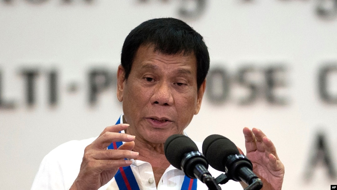 FILE - Philippine President Rodrigo Duterte speaks Aug. 17, 2016.