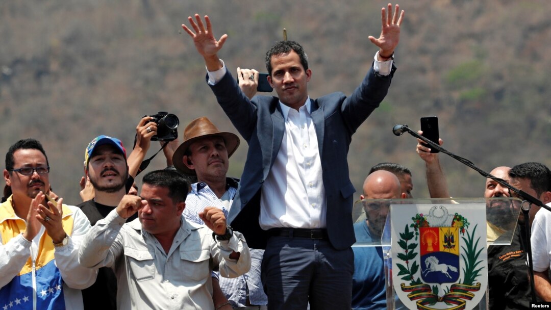 Venezuelan opposition leader Juan Guaido, whom many nations have recognized as the country's rightful interim ruler, takes part in a rally against Venezuelan President Nicolas Maduro's government, in Valencia, Venezuela, March 16, 2019.