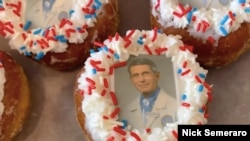 A Dr. Anthony Fauci doughnut now being sold at Donuts Delight in Rochester, New York.