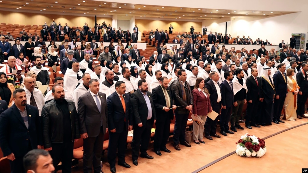 FILE - Lawmakers are pictured during a parliament session in Baghdad, Iraq, Jan. 9, 2022. Lawmakers on April 27, 2024, passed an amendment to an existing anti-prostitution rule; it says those found guilty of same-sex relations will face 10 to 15 years in jail. 