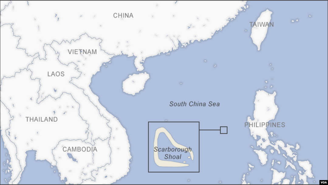 南中國海斯卡伯勒淺灘（中國稱為黃岩島）的地理位置圖
