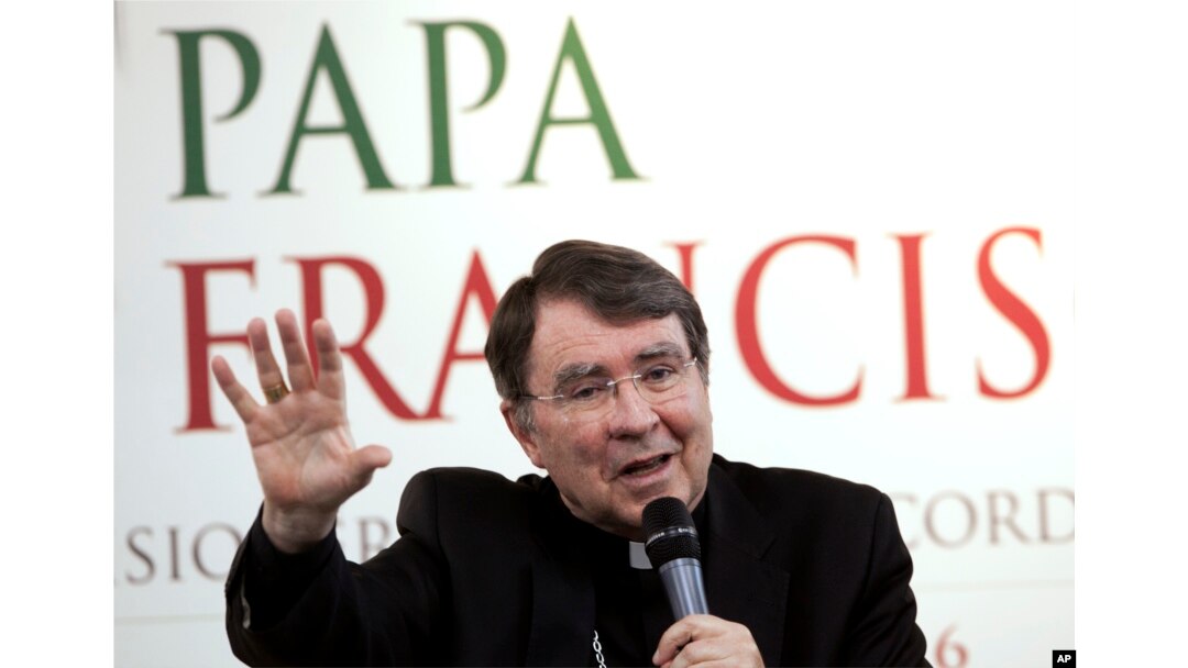 FILE - Christophe Pierre, Apostolic Nuncio in Mexico, gives a news conference in Mexico City, Jan. 10, 2016.