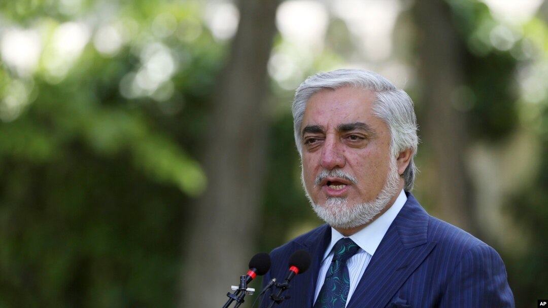 FILE - Abdullah Abdullah, Chairman of the High Council for National Reconciliation, speaks during a press conference in Kabul, Afghanistan, May 30, 2020.
