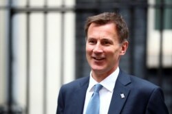 Britain's Foreign Secretary and Conservative Party leadership candidate Jeremy Hunt is seen outside Downing Street in London, Britain, July 22, 2019.