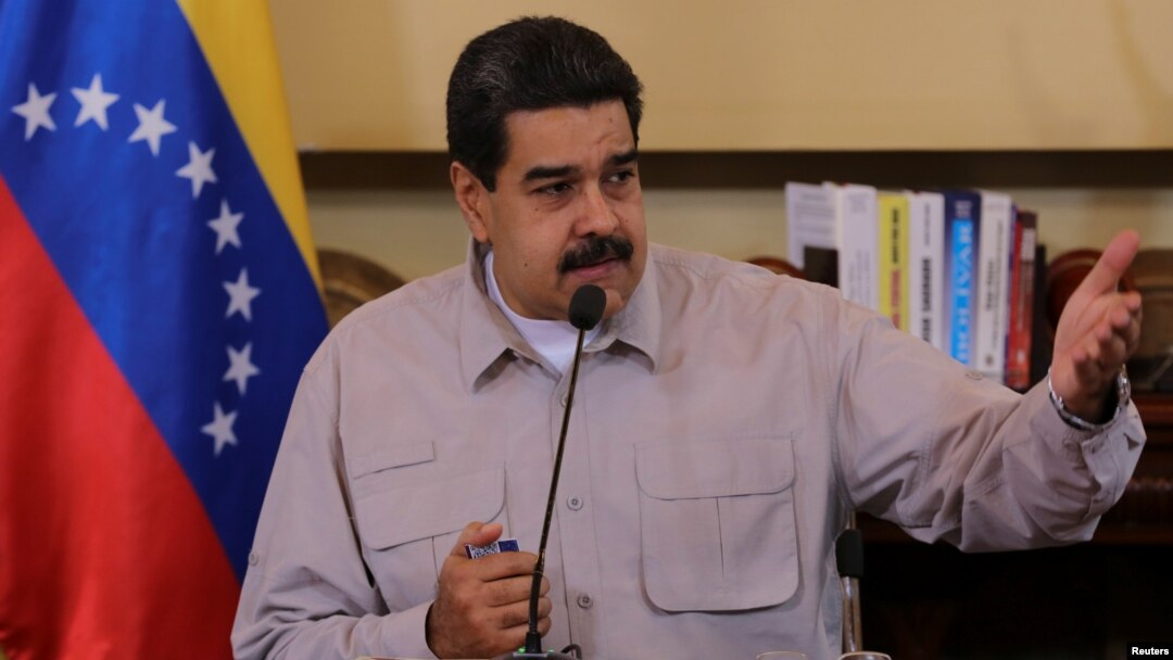 Venezuela's President Nicolas Maduro speaks during a meeting with ministers and pro-government governors in Caracas, Sept. 25, 2017. 