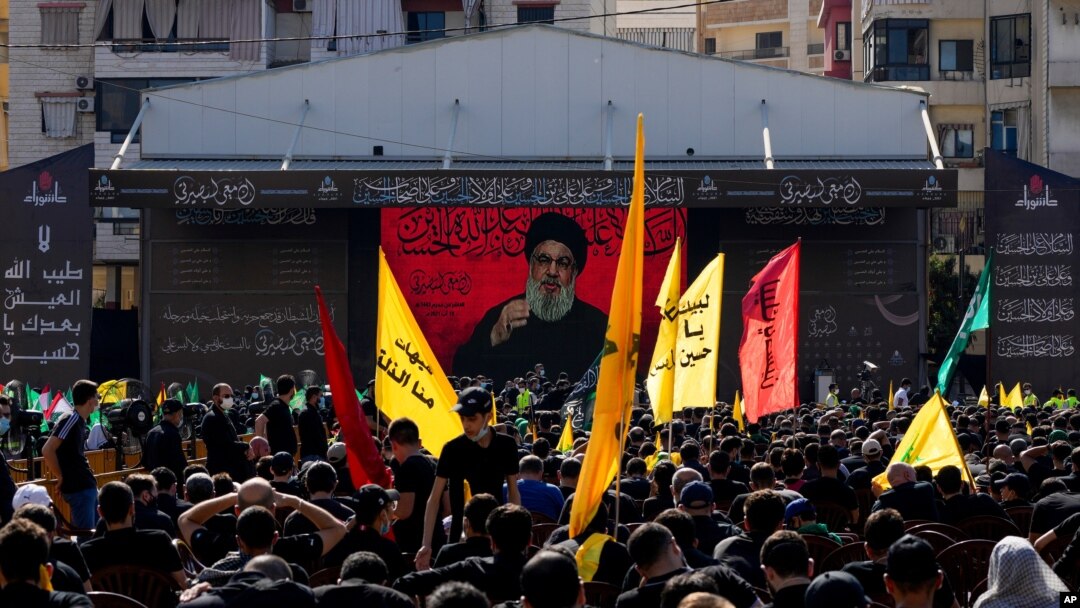 The leader of the militant Hezbollah group Sayyed Hassan Nasrallah said Thursday that the first Iranian fuel tanker will sail toward Lebanon "within hours" warning Israel and the United States not to intercept it, Aug. 19, 2021.