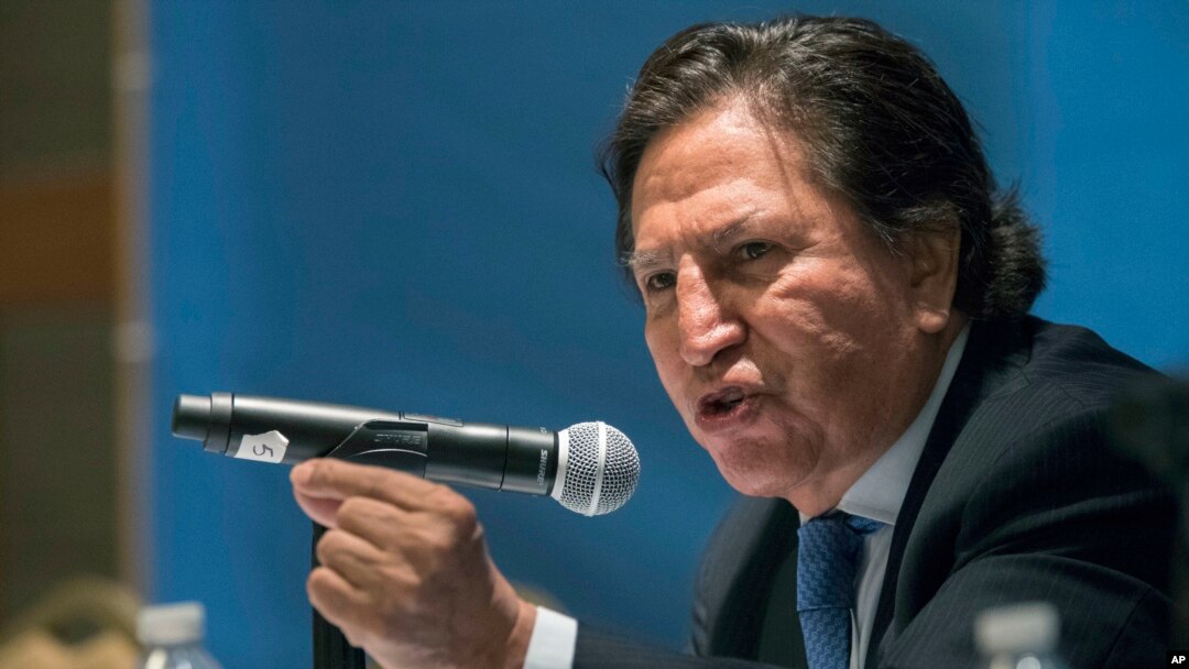 FILE - In this May 24, 2017, file photo, Peru's former President Alejandro Toledo addresses the United Nations in New York. 