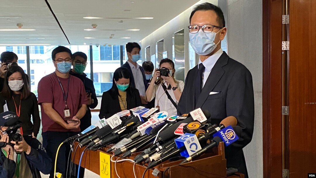 香港公民黨法律界立法會議員郭榮鏗表示，解決內會主席選舉困局，要靠議員集體智慧，包括外國經驗的政治協商等方式。（美國之音湯惠芸攝）