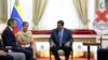 Photo released by Miraflores Press Office shows Venezuela's President Nicolas Maduro (R) meeting with Peter Maurer, president of the International Committee of the Red Cross, at the Miraflores Presidential Palace in Caracas, April 9, 2019. 
